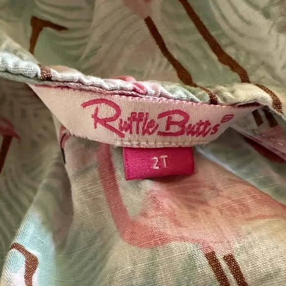 Ruffle Butts Flamingo Print Diaper Cover - Picture 2 of 3